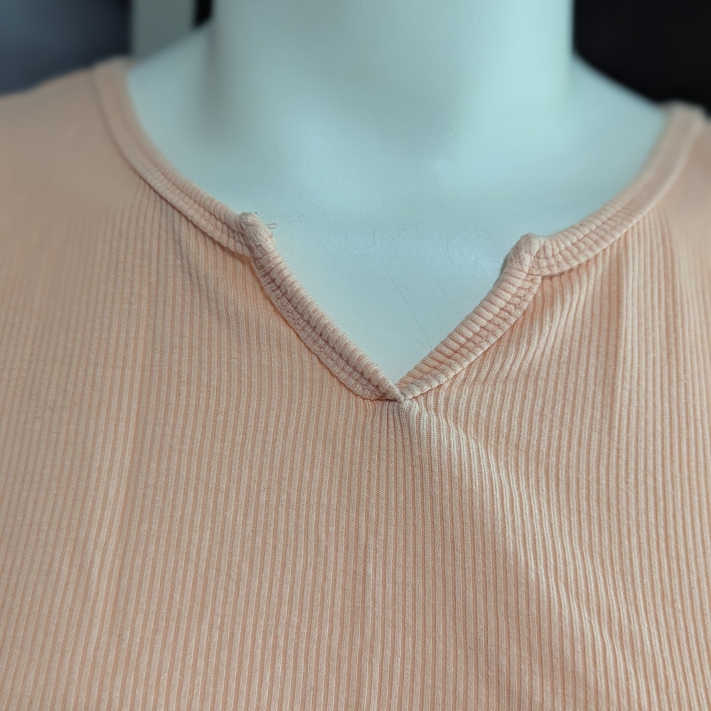 Essentials Peach Short Sleeve Ribbed Top - Picture 3 of 7